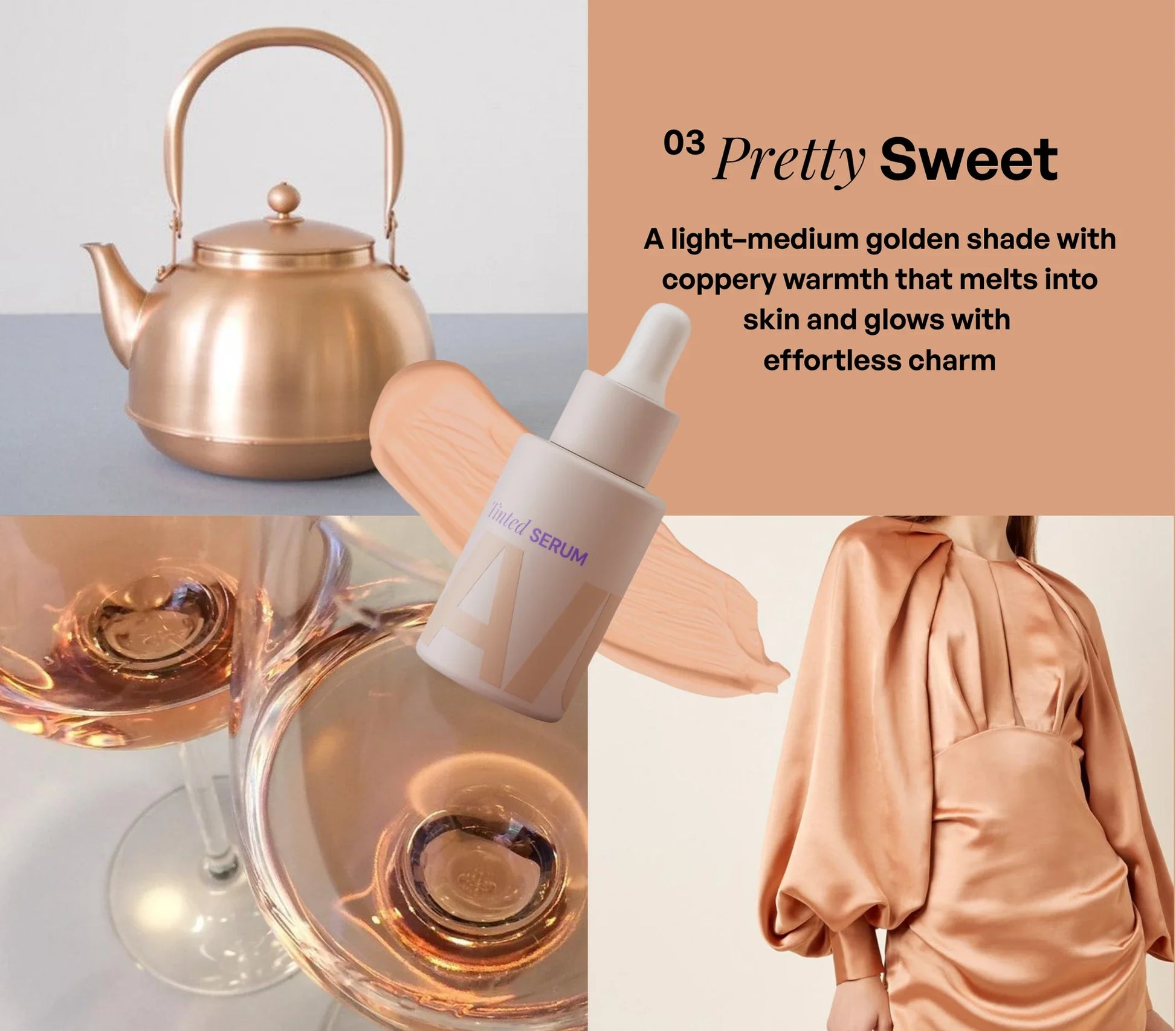 ALT+K Beauty The Tinted Serum in Pretty Sweet golden shade with warm copper tones that melt into skin for effortless glow