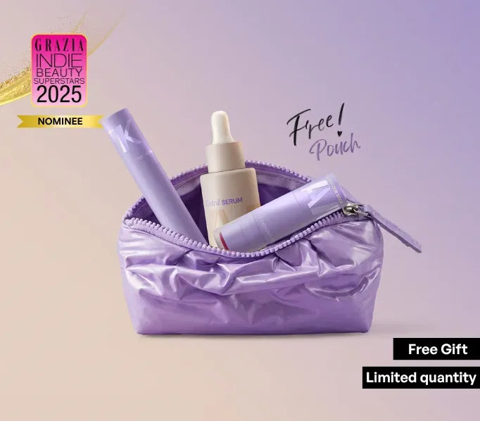 ALT+K Tinted Skincare makeup gift set featuring lip gloss and serum foundation with a free pouch limited-time offer, Grazia India Beauty Superstars 2025 Nominee.