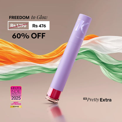 ALT+K Beauty Colour Intense Lip Gloss in Pretty Extra shade with Freedom Sale 60% off offer for glossy hydrated lips