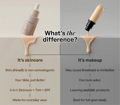 ALT+K Beauty The Tinted Skincare comparison highlighting skincare-infused tint benefits versus traditional foundation makeup